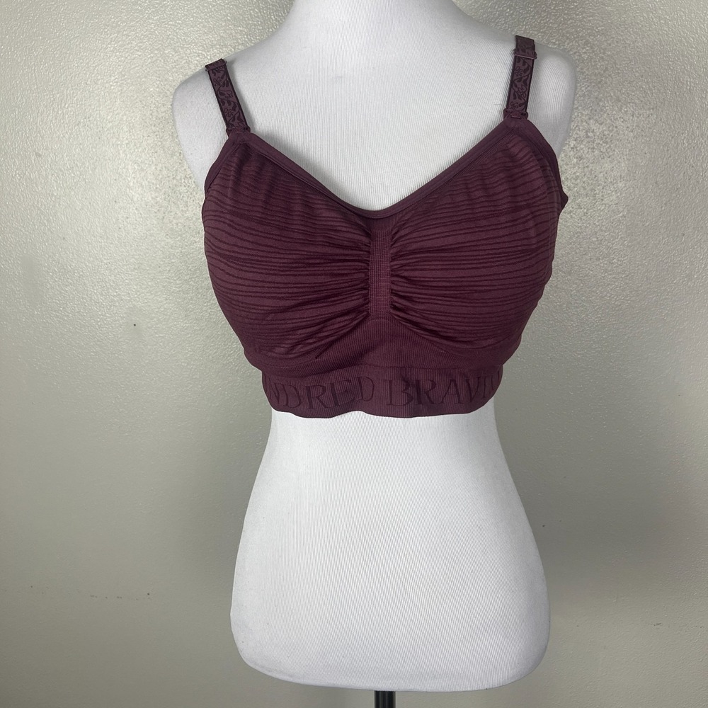 Kindred Bravely Nursing Bra Large Purple Wireless Lined Back Closure Padded L
